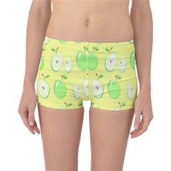 Apple Pattern Green Yellow Reversible Boyleg Bikini Bottoms by artworkshop