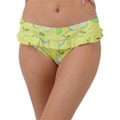 Apple Pattern Green Yellow Frill Bikini Bottom by artworkshop