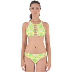 Apple Pattern Green Yellow Perfectly Cut Out Bikini Set by artworkshop