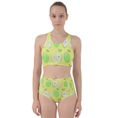 Apple Pattern Green Yellow Racer Back Bikini Set by artworkshop