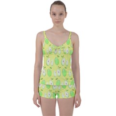 Apple Pattern Green Yellow Tie Front Two Piece Tankini by artworkshop