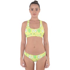Apple Pattern Green Yellow Cross Back Hipster Bikini Set by artworkshop