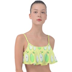 Apple Pattern Green Yellow Frill Bikini Top by artworkshop