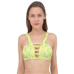 Apple Pattern Green Yellow Cage Up Bikini Top by artworkshop