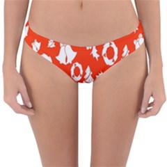 Orange Background Card Christmas  Reversible Hipster Bikini Bottoms by artworkshop