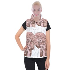 Cerebrum Human Structure Cartoon Human Brain Women s Button Up Vest by Sapixe
