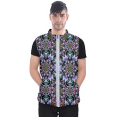 Tropical Blooming Forest With Decorative Flowers Mandala Men s Puffer Vest by pepitasart