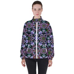 Tropical Blooming Forest With Decorative Flowers Mandala Women s High Neck Windbreaker by pepitasart