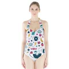 Wallpaper-love-eye Halter Swimsuit by nateshop
