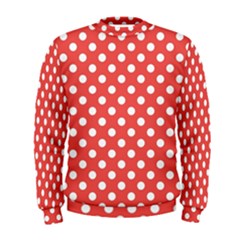 Polka-dots-red White,polkadot Men s Sweatshirt