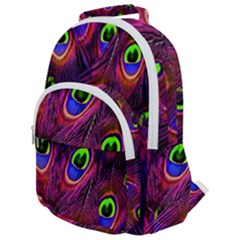 Peacock-feathers Rounded Multi Pocket Backpack by nateshop