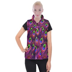 Peacock-feathers Women s Button Up Vest by nateshop