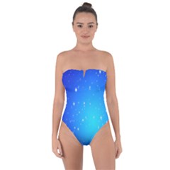 Background-blue Star Tie Back One Piece Swimsuit by nateshop