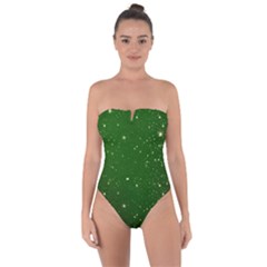 Background-star -green Tie Back One Piece Swimsuit by nateshop