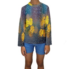 Bokeh Raindrops Window  Kids  Long Sleeve Swimwear by artworkshop