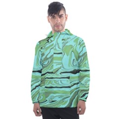 Waves Marbled Abstract Background Men s Front Pocket Pullover Windbreaker by Amaryn4rt