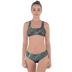 Leaves Water Drops Green  Criss Cross Bikini Set by artworkshop