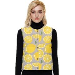 Lemon Wallpaper Women s Short Button Up Puffer Vest by artworkshop