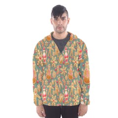 Pattern Seamless Gingerbread Christmas Decorative Men s Hooded Windbreaker by artworkshop