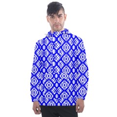 Portuguese Tiles Vibes Plaids Men s Front Pocket Pullover Windbreaker by ConteMonfrey