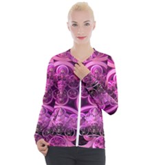 Fractal-math-geometry-visualization Pink Casual Zip Up Jacket by Pakrebo