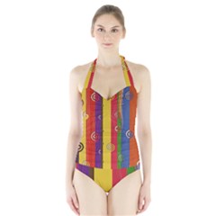 Abstract-e2 Halter Swimsuit by nateshop