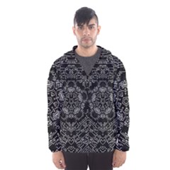 Illustration Black White Rosette Mandala Ornament Wallpaper Men s Hooded Windbreaker by Wegoenart