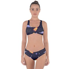 Cosmos Rocket Spaceships Ufo Criss Cross Bikini Set by Wegoenart