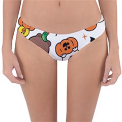 Illustration Pumpkin Bear Bat Bunny Chicken Reversible Hipster Bikini Bottoms by Sudhe