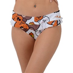 Illustration Pumpkin Bear Bat Bunny Chicken Frill Bikini Bottom by Sudhe