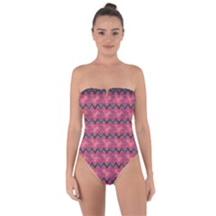 Background-pattern-structure Tie Back One Piece Swimsuit