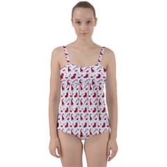 Christmas Template Advent Cap Twist Front Tankini Set by Amaryn4rt