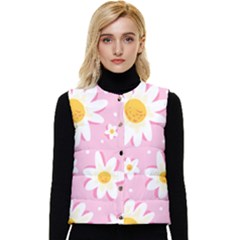 Sunflower Love Women s Short Button Up Puffer Vest by designsbymallika