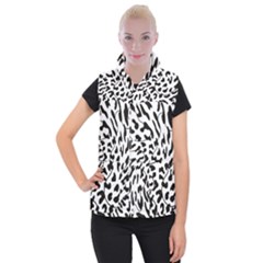 Leopard Print Black And White Women s Button Up Vest by ConteMonfrey