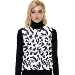 Leopard Print Black And White Women s Short Button Up Puffer Vest by ConteMonfrey