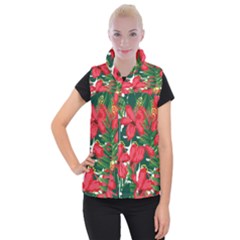 Tulips Design Women s Button Up Vest by designsbymallika