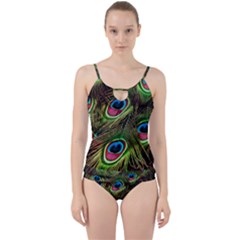 Peacock Feathers Color Plumage Cut Out Top Tankini Set by Celenk