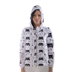 Pattern Retro Italy Cars Classic Women s Hooded Windbreaker by danenraven