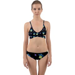 Illustration Cosmos Cosmo Rocket Spaceship Ufo Wrap Around Bikini Set by danenraven