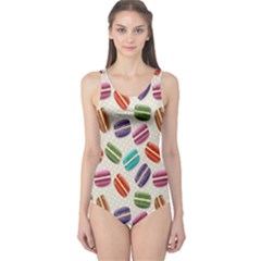 Macaron Macaroon Stylized Macaron Design Repetition One Piece Swimsuit by artworkshop