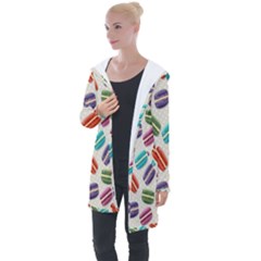 Macaron Macaroon Stylized Macaron Design Repetition Longline Hooded Cardigan by artworkshop