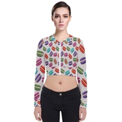 Macaron Macaroon Stylized Macaron Design Repetition Long Sleeve Zip Up Bomber Jacket by artworkshop