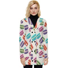 Macaron Macaroon Stylized Macaron Design Repetition Button Up Hooded Coat  by artworkshop