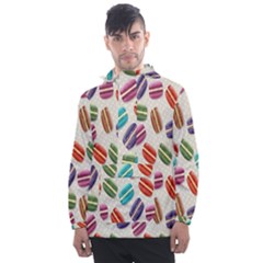 Macaron Macaroon Stylized Macaron Design Repetition Men s Front Pocket Pullover Windbreaker by artworkshop