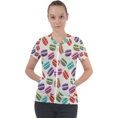 Macaron Macaroon Stylized Macaron Design Repetition Short Sleeve Zip Up Jacket by artworkshop