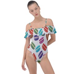 Macaron Macaroon Stylized Macaron Design Repetition Frill Detail One Piece Swimsuit by artworkshop