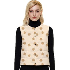 Gingerbread Star Women s Short Button Up Puffer Vest by artworkshop