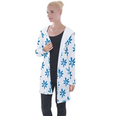 Little Blue Daisies  Longline Hooded Cardigan by ConteMonfrey