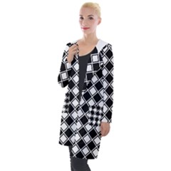 Square Diagonal Pattern Seamless Hooded Pocket Cardigan by Ravend