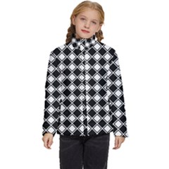 Square Diagonal Pattern Seamless Kids  Puffer Bubble Jacket Coat by Ravend